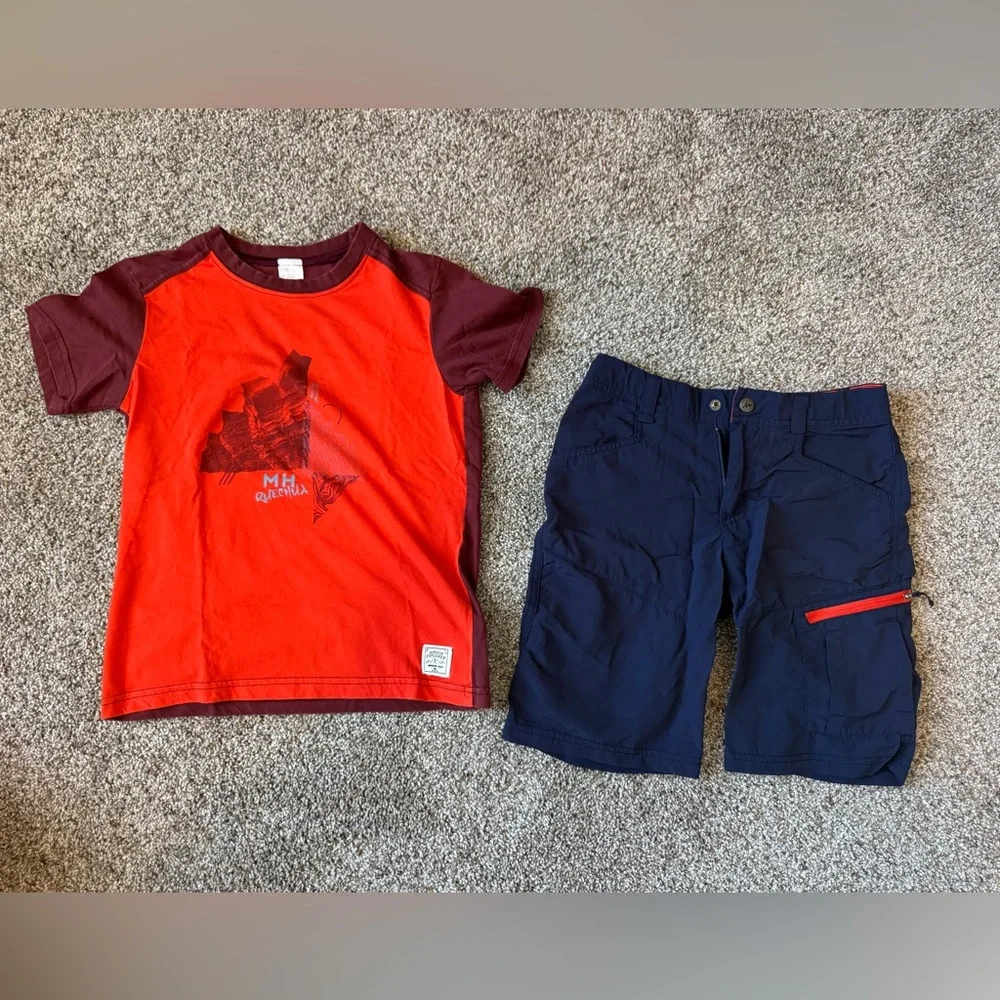 Kids Navy Blue & Red/orange Outdoor outfit